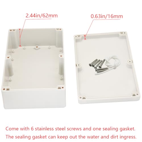 Project Box IP65 Waterproof Junction Box ABS Plastic Electrical Boxes DIY Electronic Project Case Power Enclosure White 9.06x5.90x3.43 inch (230 x 150 x87 mm) - color: White, size: 9.06"x5.90"x3.43"