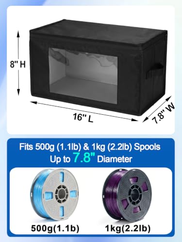 4pcs Waterproof Lining & Zipper 3D Filament Storage, Holds up to 24 Spools