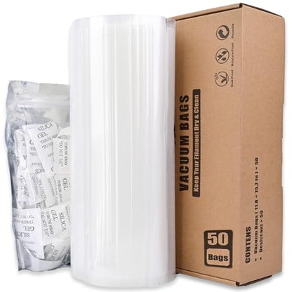 Filament Storage Bags 50 Pcs for Vacuum Sealer with 50 Desiccants, 15.7X11.8in Only Filament Bags and Desiccants, Without Sealer Machine - style: 50 Bags without Vacuum Sealer