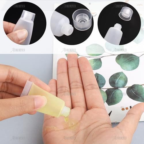 AUEAR, 24 Pack 5ml Empty Refillable Plastic Soft Tubes Squeeze Cosmetic Bottles Packing Sample Mini Containers for Body Lotion Shower Gel Shampoo Cleanser - color: 5 ml