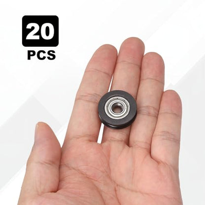 uxcell 20Pcs 625ZZ POM Pulley U-Groove Ball Bearing, 5x23.5x6.8mm, Black - color: Black, size: 5x23.5x6.8mm, 625ZZ