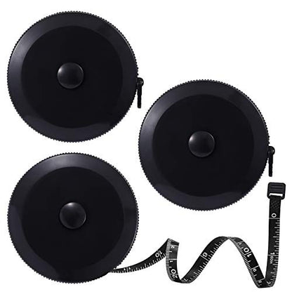 Tape Measure Body Measuring Tape, Retractable 60 Inch Soft Mini Measuring Tape, Small Sewing Fabric Tape Ruler for Cloth Waist Medical Nursing Craft(3 Pack/Black) - color: Black Black Belt