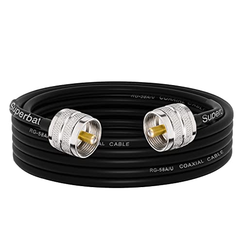 Superbat PL259 Coax Cable 15ft, UHF Male PL-259 CB Antenna Cable Extension RG58 Cable for HAM & CB Radio Antenna Analyzer Dummy Load SWR Meter etc. - size: 15 ft RG58 Cable