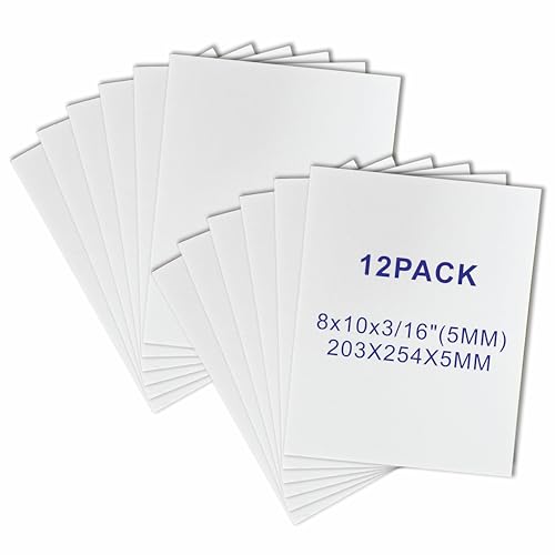 8x10‘’ White Foam Board, ZJCEASER 12 Pack Poster Board, 3/16" Thick - size: 8x10''