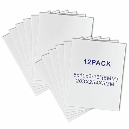 8x10‘’ White Foam Board, ZJCEASER 12 Pack Poster Board, 3/16" Thick - size: 8x10''
