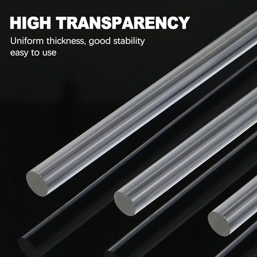CoguZed 4 Pieces Acrylic Rods, Clear Acrylic Sticks, 6.3 x 0.5 Inch, DIY Crafts, Ylinder Rods