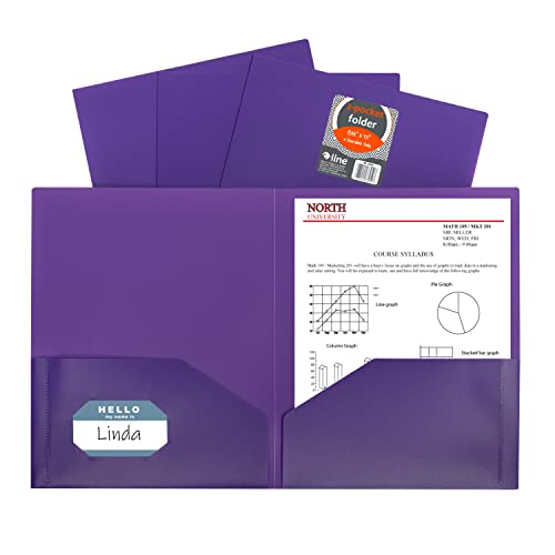 C-Line Two-Pocket Heavyweight Poly Portfolio, Purple, Letter, 25/CT (33959) - color: Purple, size: 25-Pack