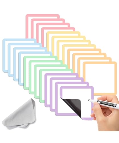 Mr. Pen- Magnetic Dry Erase Labels, 4”x4”, 24 Pack, Colorful Name Tags