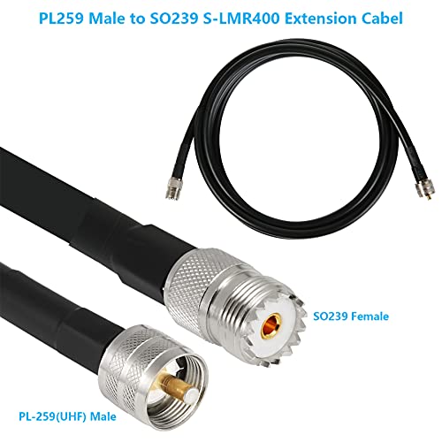 WIZACE 3ft PL-259 UHF CB Coax Cable, KMR400 PL-259 UHF Male to Female Low Loss Antenna Extension Jumper for HAM Radio, Antenna Analyzer, Dummy Load, SWR Meter - size: 3 ft - 1PCS