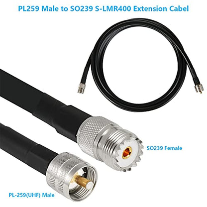 WIZACE 3ft PL-259 UHF CB Coax Cable, KMR400 PL-259 UHF Male to Female Low Loss Antenna Extension Jumper for HAM Radio, Antenna Analyzer, Dummy Load, SWR Meter - size: 3 ft - 1PCS