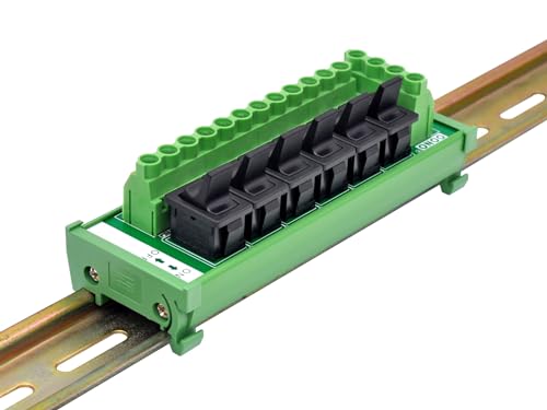 DIN Rail Mount 6 Channel Paddle Switch DC Power Distribution Strip Module - style: Paddle Switch, DIN Rail Mount