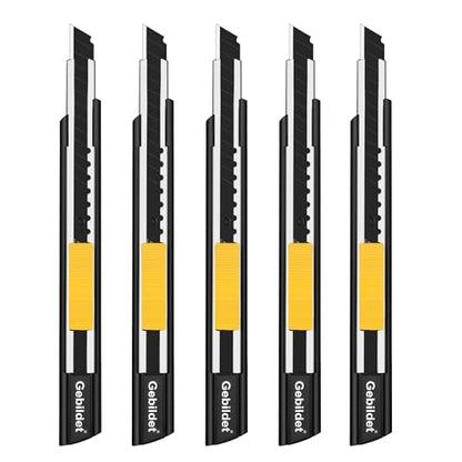 Gebildet 5pcs Right and Left Hand Self-Lock Cutter /9mm Snap Off Blades /60 Blade /Utility Knife /Graphic Knife (Black Holder) - color: Black