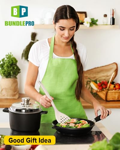 BUNDLEPRO Silicone Cooking Utensils Set, 9 Pcs Kitchen Utensils, One-Piece - color: Khaki