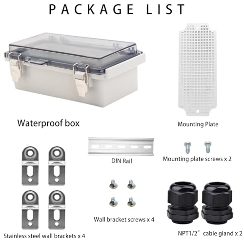 Outdoor Waterproof Electrical Box Junction Box Weatherproof IP67 ABS Plastic Enclosure Switch Router Project Box Electronics Enclosure with Mounting Plate Wall Bracket Clear 7.9"x3.9"x2.8" - color: Clear, size: 7.9" x 3.9" x 2.8"