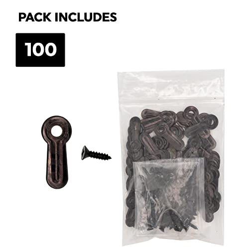 100 Black Plated Ridged Picture Frame Turn Button 1 with Black Screws by AMS