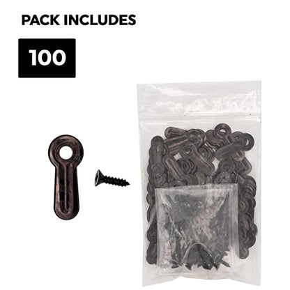 100 Black Plated Ridged Picture Frame Turn Button 1 with Black Screws by AMS