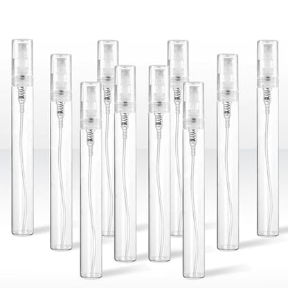 Chiallco Mini Perfume Sample Bottles, 4 ml Plastic Small Spray Bottle 10 Pack, Fine Mist, Portable Perfume Travel Refillable Bottle, Upgraded atomizer sprayer, Clear - style: 4ML