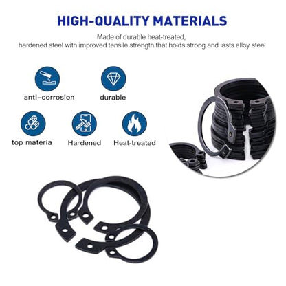 Boatsea 300Pcs C-Clip Circlip External Circlip Snap Retaining Clip Rings Assortment Kit, Alloy Steel Snap Ring Shop Assortment Set, 18 Sizes External Retaining Rings of 1/8"-1-1/4" - size: C-Clip 300PCS