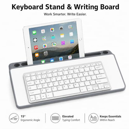 Glass Desktop Whiteboard,Dry Erase Board Buddy Keyboard Stand - color: Grey