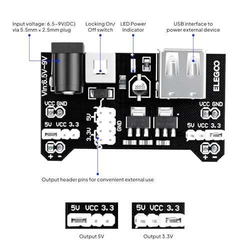 ELEGOO Upgraded Electronics Fun Kit w/Power Supply Compatible with Arduino