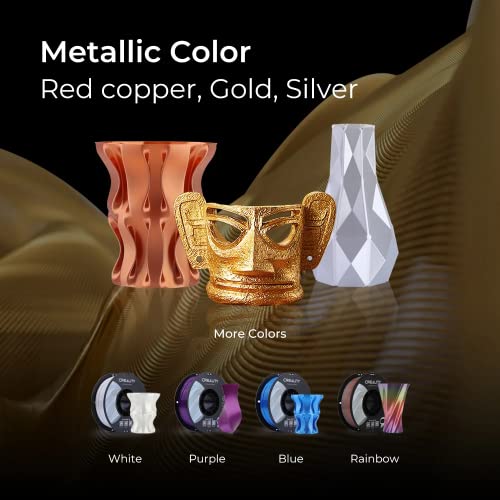 Creality Silk PLA 3D Printer Filament, Metallic Silver PLA Filament 1.75mm, High Glossy and Smooth Silk Texture, Metal Filament +/-0.02mm Precision, 3D Printing Filament 1KG/2.2lb, (Silver) - color: 1kg Silk Silver