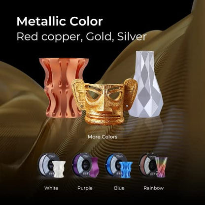 Creality Silk PLA 3D Printer Filament, Metallic Silver PLA Filament 1.75mm, High Glossy and Smooth Silk Texture, Metal Filament +/-0.02mm Precision, 3D Printing Filament 1KG/2.2lb, (Silver) - color: 1kg Silk Silver
