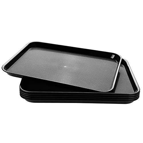 Eslite Rectangular Plastic Serving Trays, Black, Set of 6 - color: Black