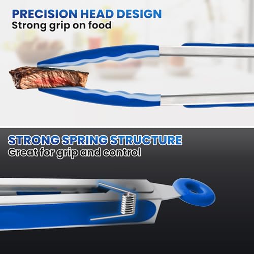 12-Inch Kitchen Tongs for Cooking with Silicone Tip,Classic Blue - color: 12"-Classic Blue
