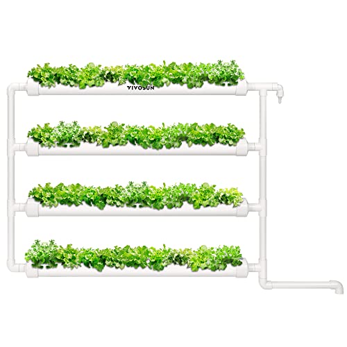 VIVOSUN Wall-Mounted Hydroponic Grow Kit, 1 Layers 36 Plant Sites 4 Food-Grade PVC-U Pipes Hydroponics Planting System with Water Pump, Pump Timer, Nest Basket and Sponge for Leafy Vegetables - size: 36(Wall mounted)