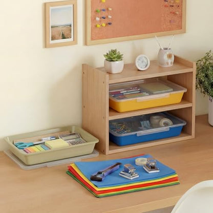 Tinlade 12 Pcs Classroom Paper Storage Bins with Lids, Morandi, 13x10in - color: Morandi