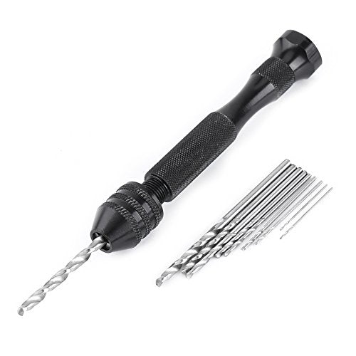 Pin Vice Hand Drill Bits, 10PCS Pin Vise Hand Drill Set 0.3-3.6mm, Professional Pin Drill Bit Tools for Metal Wood, Manual Work DIY, Jewelry, Assembling, Model Making