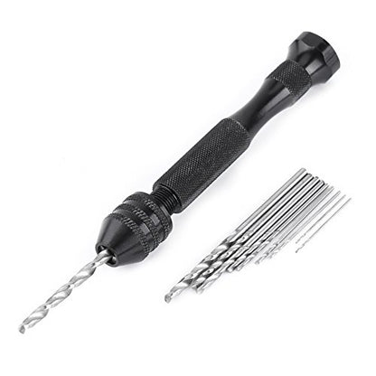 Pin Vice Hand Drill Bits, 10PCS Pin Vise Hand Drill Set 0.3-3.6mm, Professional Pin Drill Bit Tools for Metal Wood, Manual Work DIY, Jewelry, Assembling, Model Making