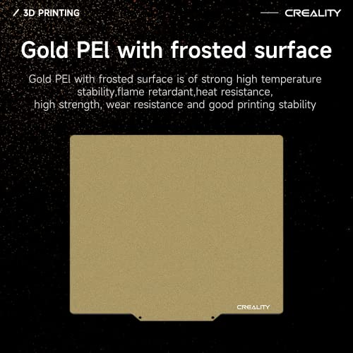 Creality Ender 3 Max Neo Bed Upgrade, PEI Sheet 310 x 320mm Removable Magnetic Flexible Texture Surface Heated Bed Plate Build Surface for CR-10S PRO/CR-10 V2/ CR-10 V3/ CR-X/CR-X Pro/Ender-3 Max - color: PEI Frosted Gold, size: Ender 3 Max Neo