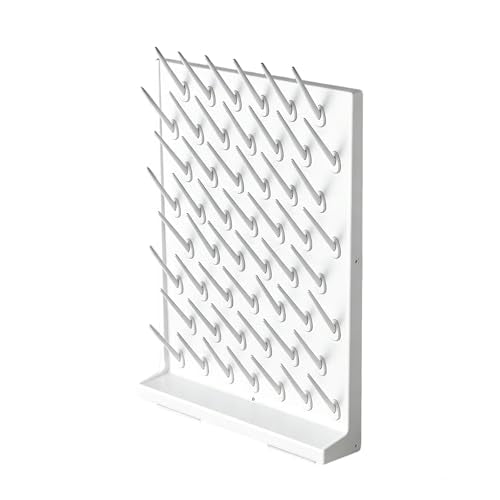 Lab Drying Racks for Lab Glassware and Bottles Wall Mounted Test Tube Dryer Detachable PP Lab Rack White (Large 52pegs) - size: Large 52pegs