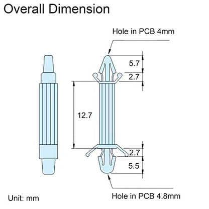 PCB Support Spacer Double Head PCB Standoff Isolation Column Reverse Locking Circuit Boards Nylon Aircraft Shape Insulation Bracket Support Height 12.7mm /0.5" (Pack of 50pcs) - size: Aircraft Shape-Support Height 12.7mm (50pcs)