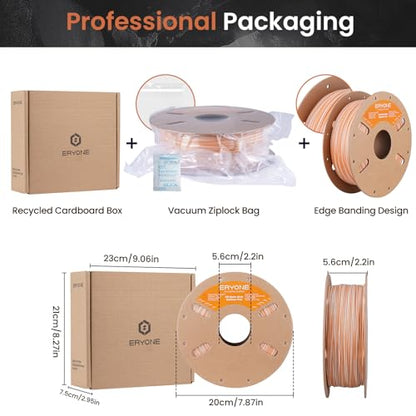 ERYONE Matte Rock Rainbow 3D Printer PLA Filament 1.75 +/-0.03mm, Matte Multicolor Filament PLA 1KG(2.2LBS) Spool, 30-500mm/s High Speed Printing Twist Rainbow PLA, Maple Amber - color: Matte Rock Maple Amber, size: 1KG