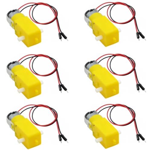 6pcs TT Motor DC Electric Motor 3V-6V Dual Shaft Geared Magnetic Gearbox Engine for Arduino Smart Car Robot, DIY Chassis Models, Vibration Products, 1:48 Reduction Ratio (with Cable)