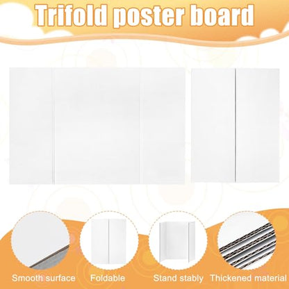 Small Trifold Poster Board 26" x 17", White Science Fair Display Boards - size: 26" x 17"