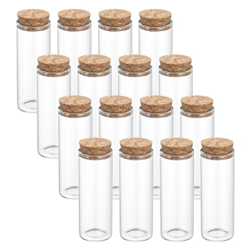 PATIKIL 40ml Glass Test Tubes with Caps Cork Stopper, 16 Pcs, 30x80MM - size: 40ml