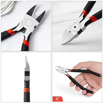 BOENFU Wire Cutters Heavy Duty Snips Flush Cut Side Cutters Pliers - color: 6 Inches - 1 Pack - Black Handle