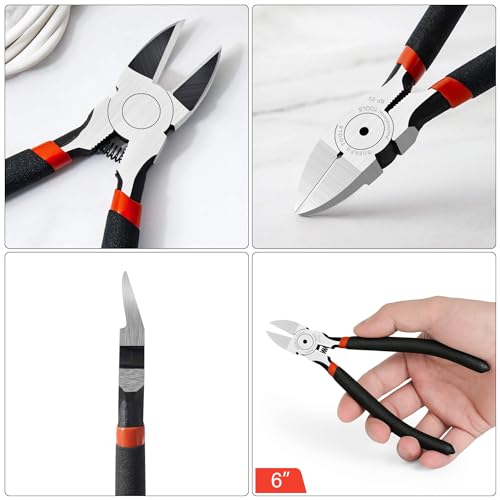 BOENFU Wire Snips Floral Wire Cutter Jewelry Wire Snippers 2 Pack Flush Cut Pliers Side Cutters Metal Cutting Tool for Crafting, Floral, Artificial Flowers, Chicken Wire, Electrical, 6 Inches - color: 6 Inches - 2 Pack - Black Handle