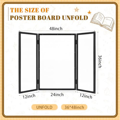 48 x 36 Trifold 3-Panel Display Board with Black Felt Board and Storage Bag - color: White-black, size: 48 x 36inch
