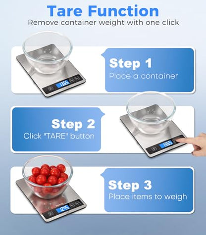 Food Scale, 33lb Rechargeable Kitchen Scale, 1g Precision, Black - color: Rechargeable-Black