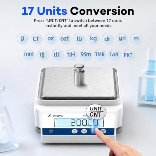 Digital Lab Scale 0.01g Accuracy 2000g Analytical Balance RS232 Precision Scale Gold Scale with 500g Calibration Weight Jewelry Weight Scale for Jewelry Gold Silver Metal Diamond LCD Display - size: 2000g/0.01g with RS232 / 500g Calibration Weights
