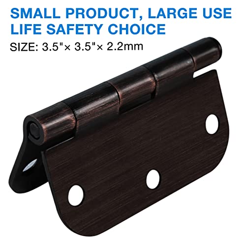 TDCHINGES Rounded Door Hinges 3.5" x 3 1/2 Inch Oil Rubbed Bronze 3 Pack - color: Oil Rubbed Bronze-Rounded, size: 3 Pack-no squeak