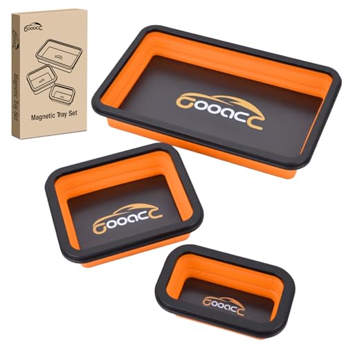 GOOACC 3 Sizes Collapsible Magnetic Parts Tray Set Orange - color: Orange