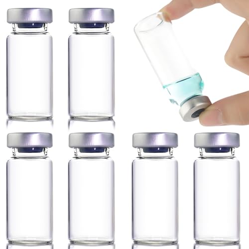 10 Pack 20ml Sealed Sample Glass Vials with Self Healing Injection Port - size: 20ML