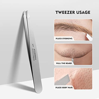 Stainless Steel Precision Eyebrow Tweezers Flat Tweezers for Eyebrows for Women-for Facial Hair and Ingrown Hair Removal Beauty Tools - color: 1 Pack (Flat)