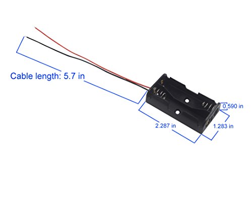 12Pcs 2 x 1.5V AA Battery Holder Case Box, 2 AA Battery Holder with Wire Leads