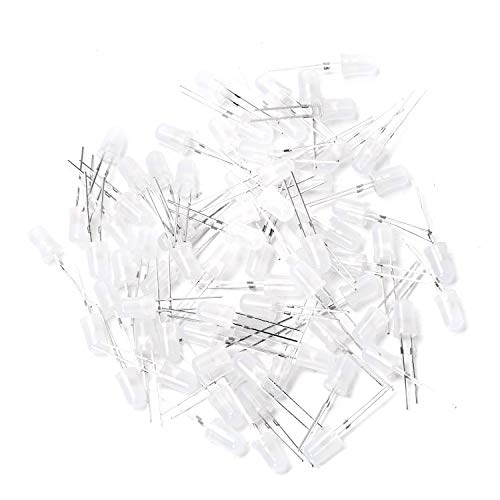 CHANZON 100 pcs 5mm Red Diffused LED Diode Lights(DC 3V 20mA) - color: C) White-red (100pcs)